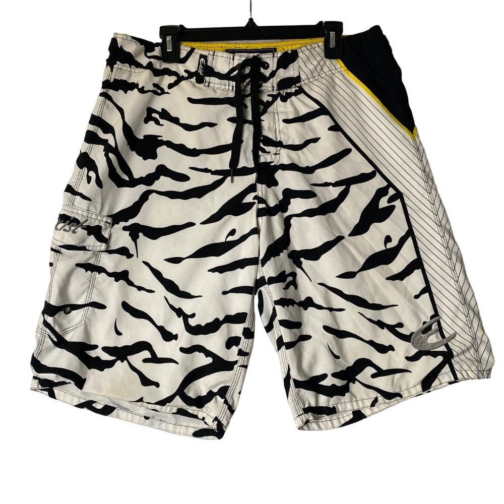 EXIST‎ Men Size Large Animal Print Line Swim Trunks Board Shorts Bottle Opener